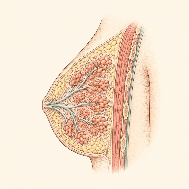 ภาพวาดกายวิภาคเนื้อเยื่อเต้านม