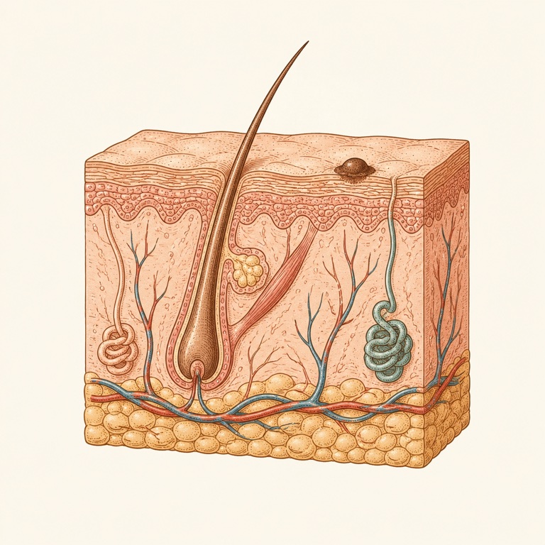ภาพวาดกายวิภาคชั้นผิวหนัง